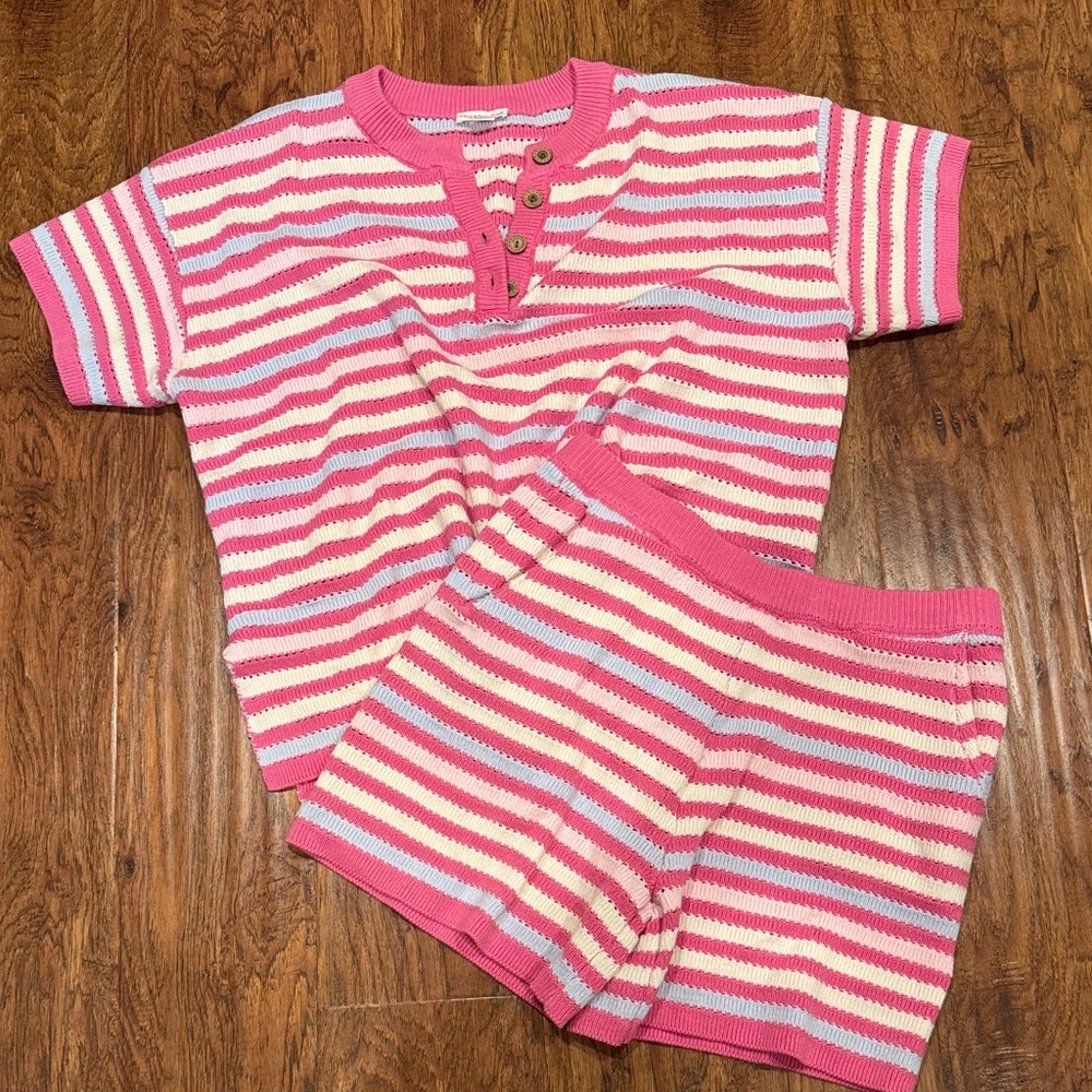 Chic Soul Pink and Cream Striped set